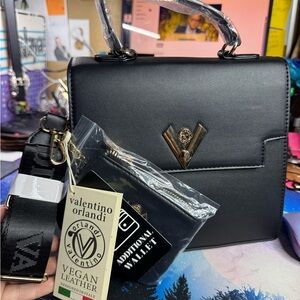 Valentino Orlandi Black Vegan Leather Satchel